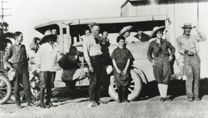  Undated photo of Frank Reaugh and students with truck, Cicada. Unknown photographer; Image courtesy of Jerry Bywaters Collection on Art of the Southwest, Bywaters Special Collections, Hamon Arts Library, Southern Methodist University, Dallas, Texas.