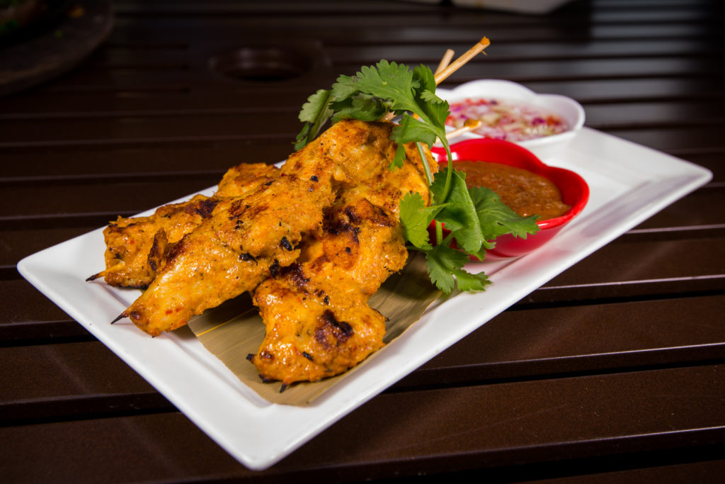 This chicken satay is just one of the many tasty entrees available on the kids or adults menu. Photos by Songkran Thai Grill