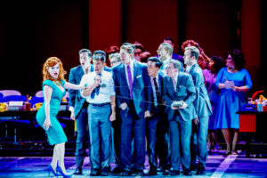 HTS 103 Felicia Finley as Hedy LaRue and the Cast of How To Succeed Photo Credit Os Galindo e1478651786236
