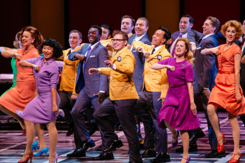 Joshua Morgan as Bud Frump and the Cast of How To Succeed