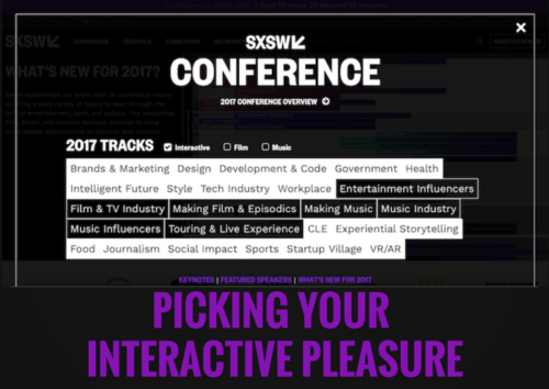 cove page for the SXSW interactive conference web page.