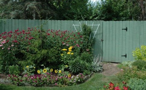 Garden with Fence in front of hidden compost area e1496423698234