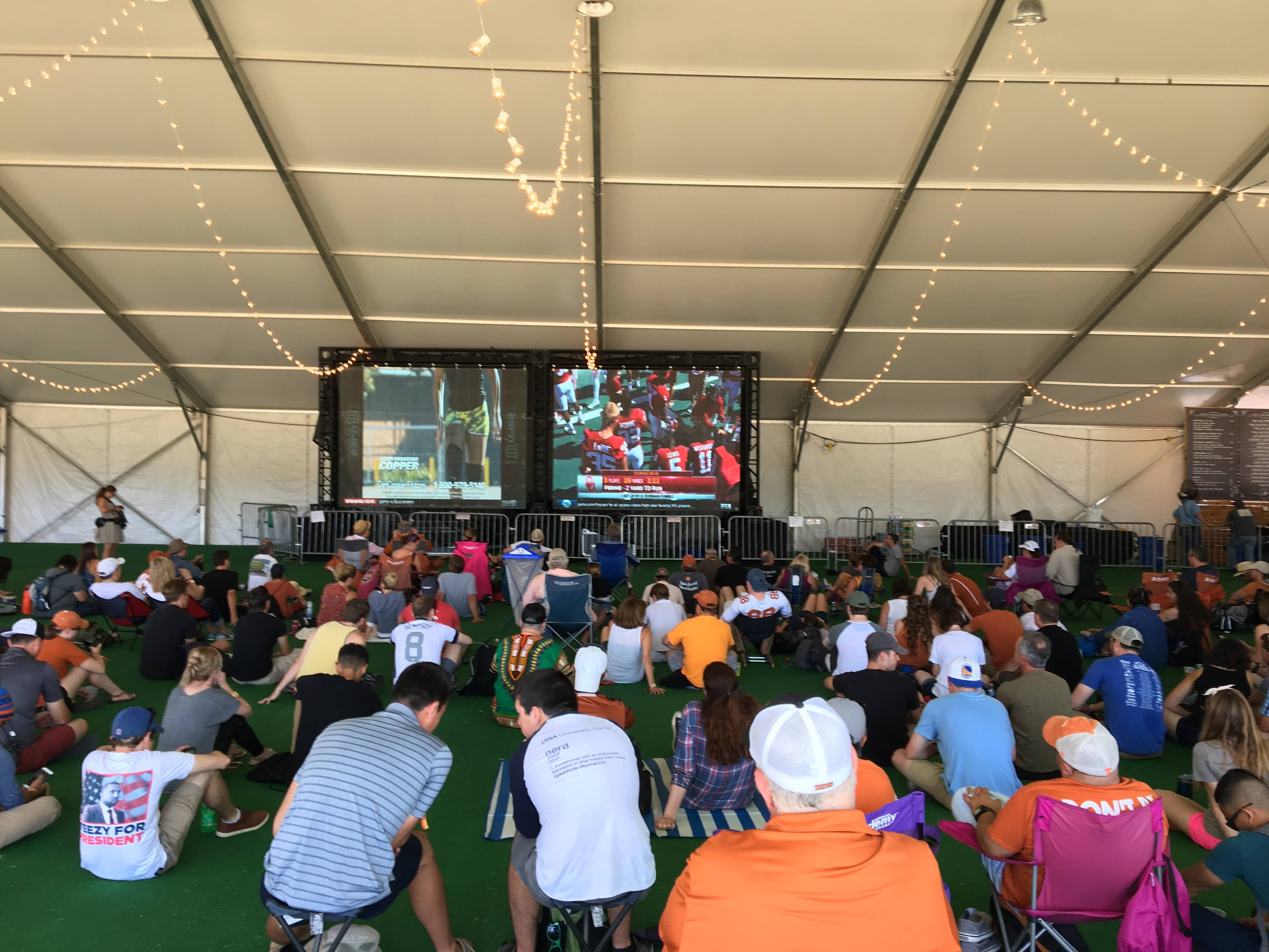 College football in the Beer Tent at ACL