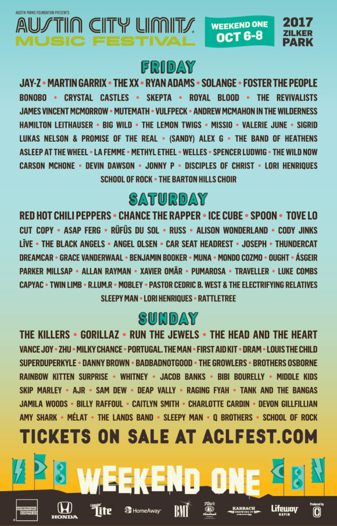 ACL Weekend 1 lineup