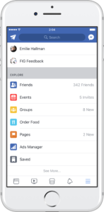 Access "Order Food" from the "More" tab within Facebook.
