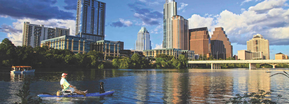 Austin Skyline with kayaker dog e1524564679625
